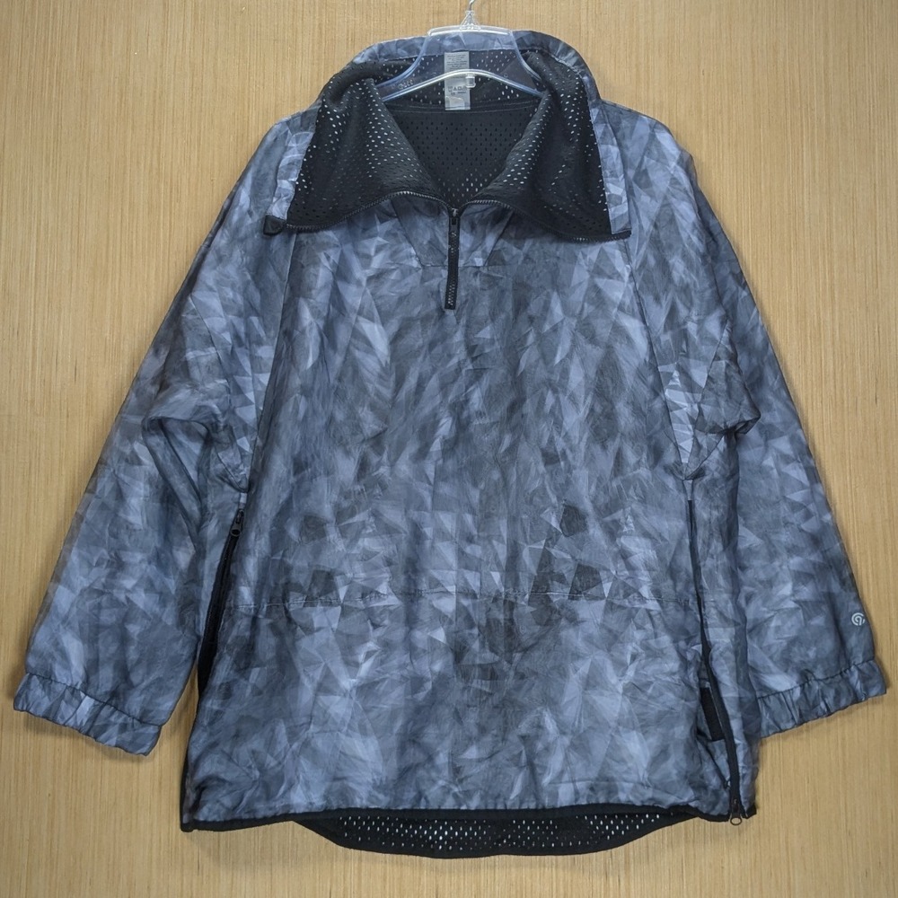 Champion C9 Pullover Jacket Gray Geometric Print Mesh Sides Athletic Women's XXL